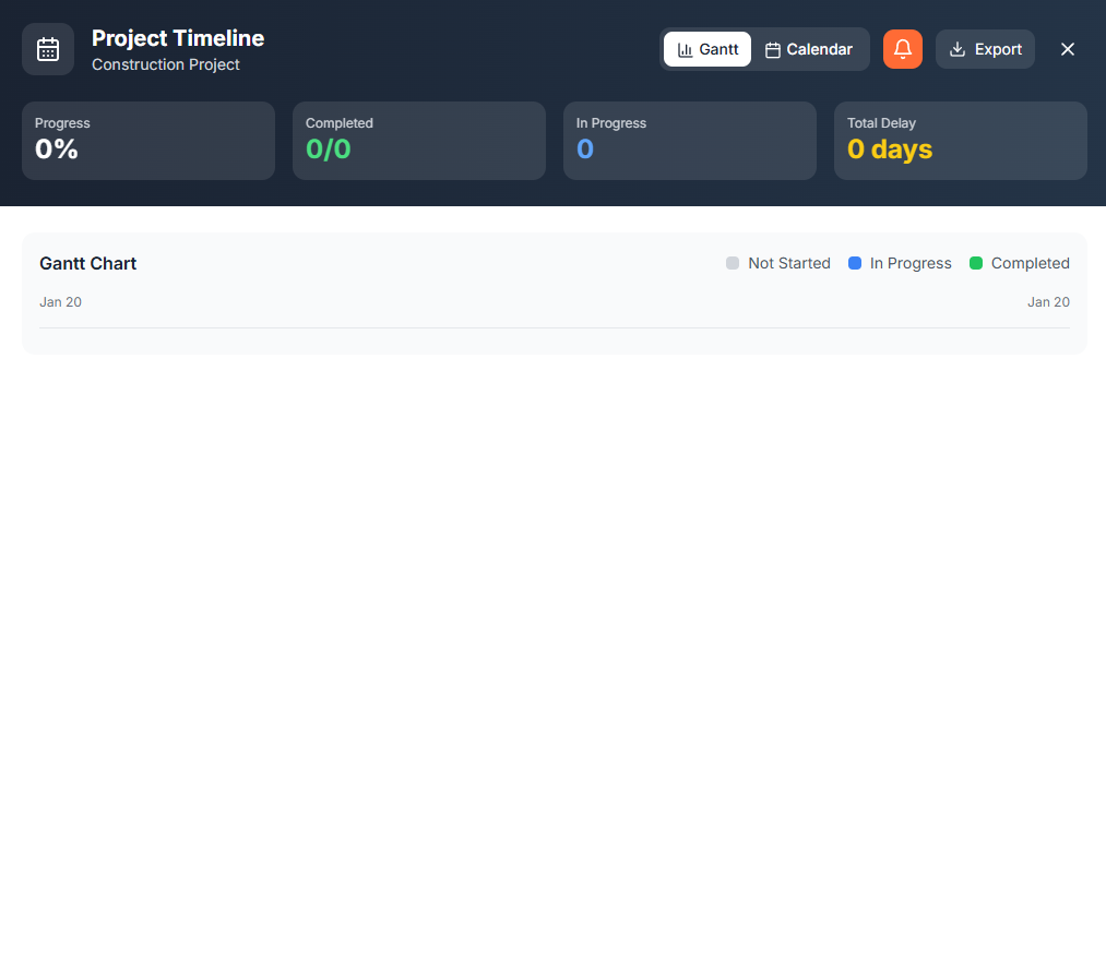 Cost estimation tool for construction projects displaying budget breakdown and forecasted expenses.
